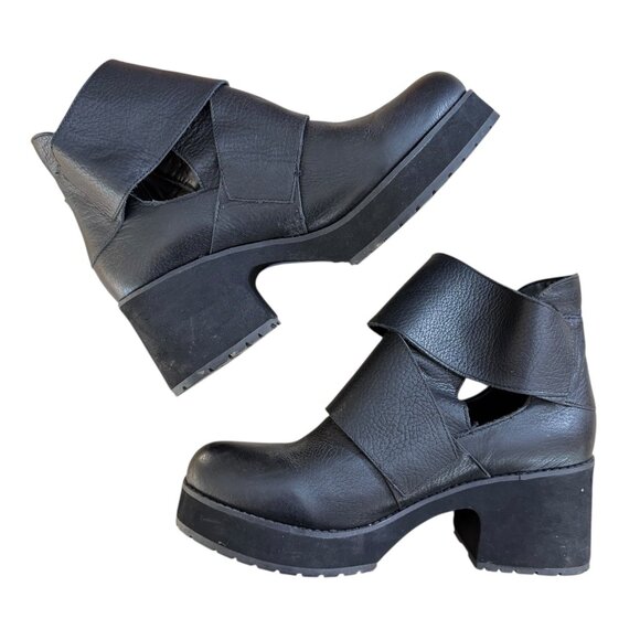 Shellys London Womens Leather Platform Ankle Boot Black Size 9 Moto - Picture 9 of 12